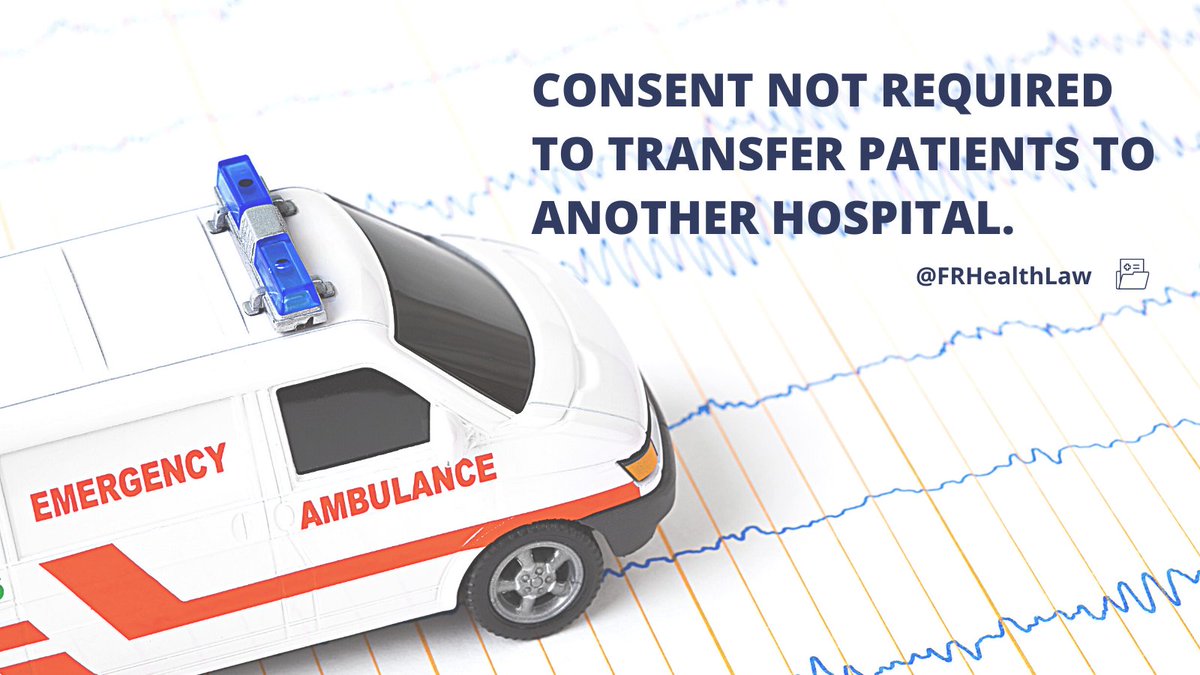FRHealthLaw's tweet photo. Hospitals are now authorized to transfer patients to alternate hospital sites without the consent of the patient or their substitute decision maker provided the transfer is in response to the hospital making adjustments for COVID critical care #FRHealthLaw https://t.co/W0dCxvQ1Qw