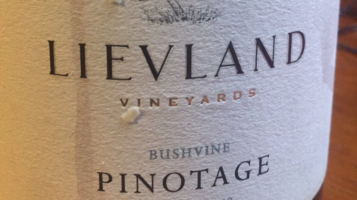 Excellent structure, sharp focus, ripe blueberry/blackberry fruit, true elegance and costs around $19. It's Lievland Pinotage from South Africa. Time to give Pinotage another chance. @Grapecollective @WOSA_USA @lievlandwine @Vineyard_Brands