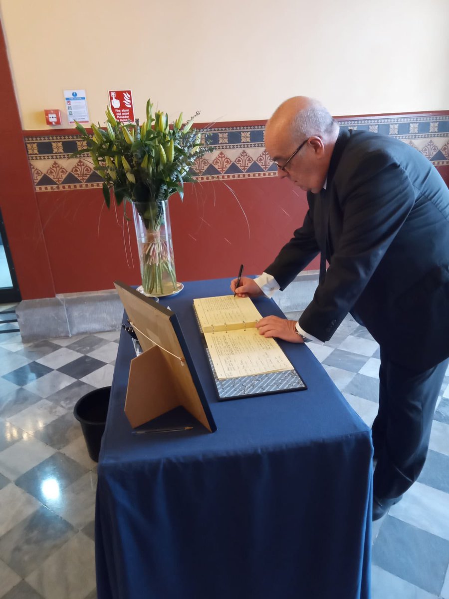 His Worship the Mayor, Mr John Gonçalves MBE GMH signing the Book of Condolences in honour of HRH Prince Philip, Duke of Edinburgh