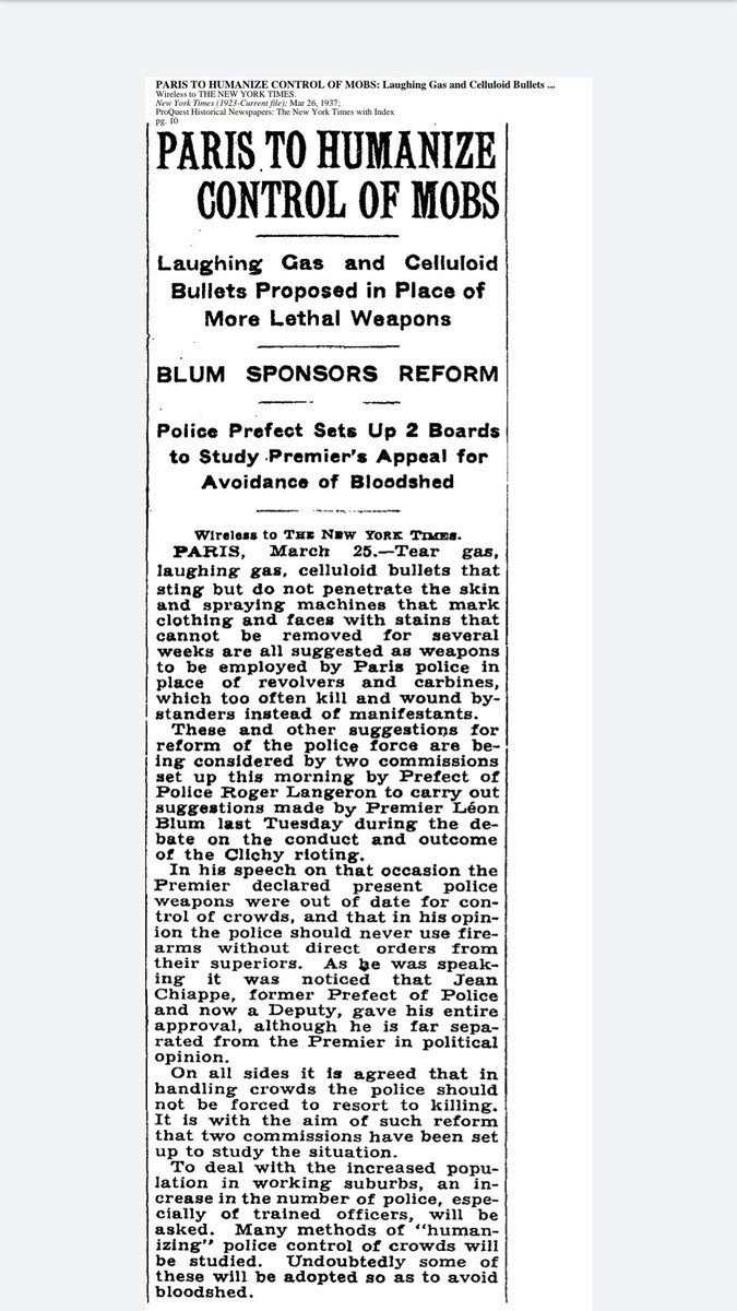 mais un dispositif contre lequel son élan se briserait sans effusion de sang"C'est le début de la militarisation du maintien de l'ordre, mais surtout l'introduction du gaz lacrymogène par Léon Blum !