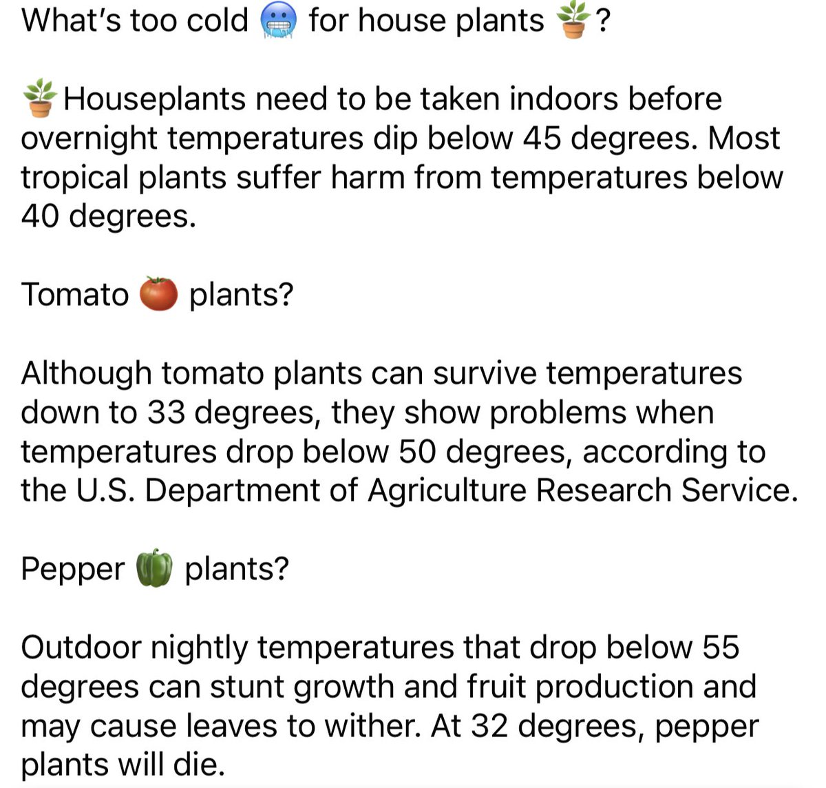 jillgilardi's tweet image. What’s too cold for houseplants 🪴, 🫑, 🍅?  Read what I found. #WBRCFirstAlert