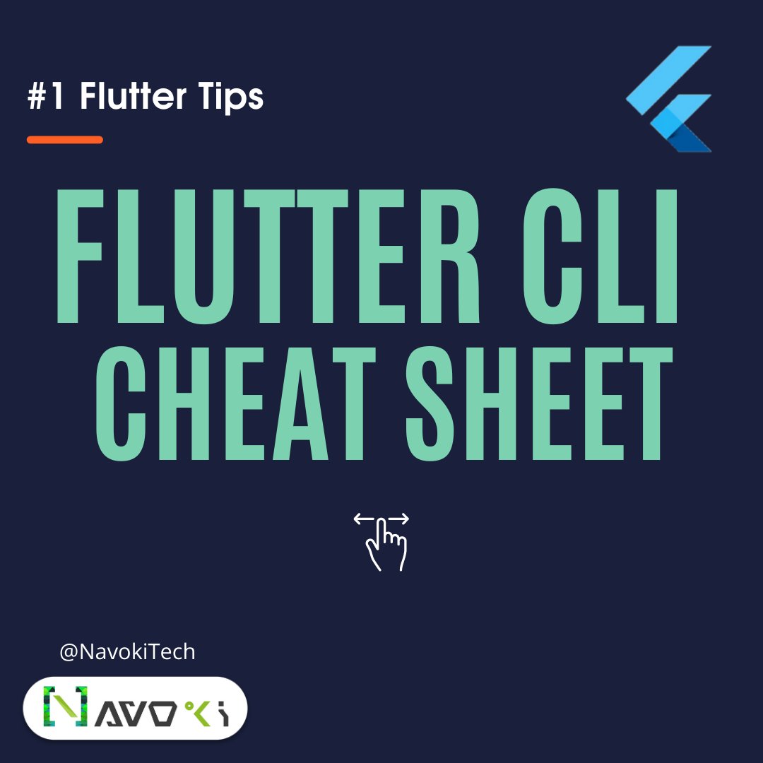 theshivamlko's tweet photo. Flutter Commands Cheat Sheet | #1 Flutter Tips
Follow for Flutter Tips !!!
(1/2) 👇👇👇👇
 @NavokiTech  @nlycskn
@r_FlutterDev @FlutterComm #fluttertips
@IndiaFlutter #flutterdev #dartlang #30DaysOfFlutter https://t.co/13lAPdccQt