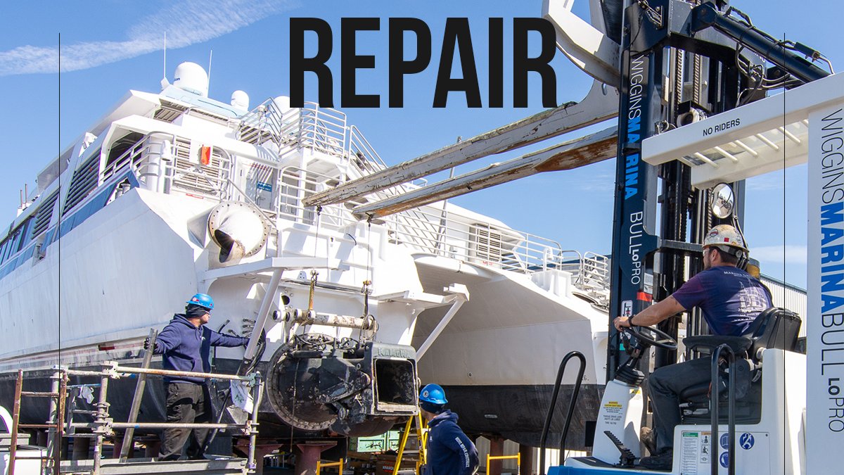 Marine Group Boat Works team members are hard at work on the Starship Express, part of the Catalina Express commercial fleet. #superiorcraftsmanship #commercialboatrepair #commercialboatrefit  marinegroupbw.com/commercial/