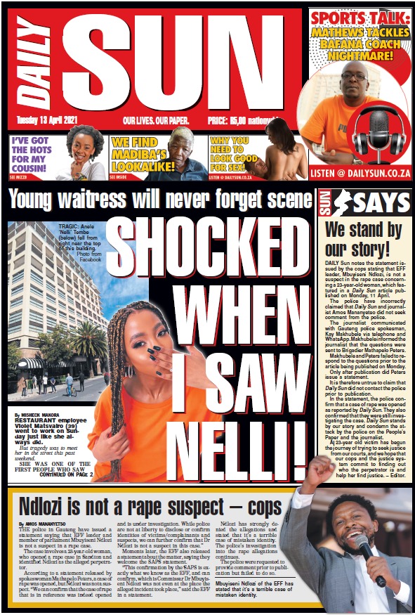 Daily Sun - The daily sun is a tabloid daily newspaper in south africa.