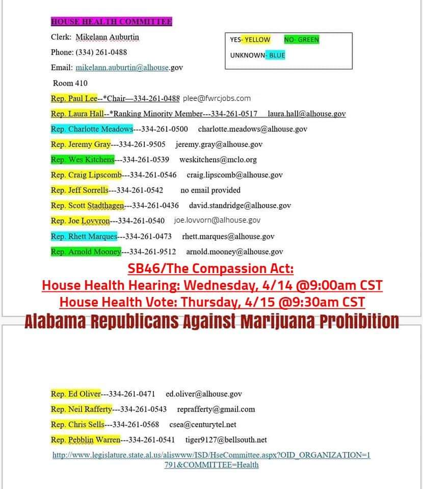 CannaMama22's tweet photo. The time to act is NOW!! The sick, suffering and dying need safe access! https://t.co/xoIEpog3QY
@lyman_brian @RepJeremyGray @Represe74458454 #alpolitics #alabamarepublicans #alabamademocrats #alabamastatehouse #alabamastatesenate @RampAlabama #makeitlegalalabama https://t.co/zXKZxmyRvr