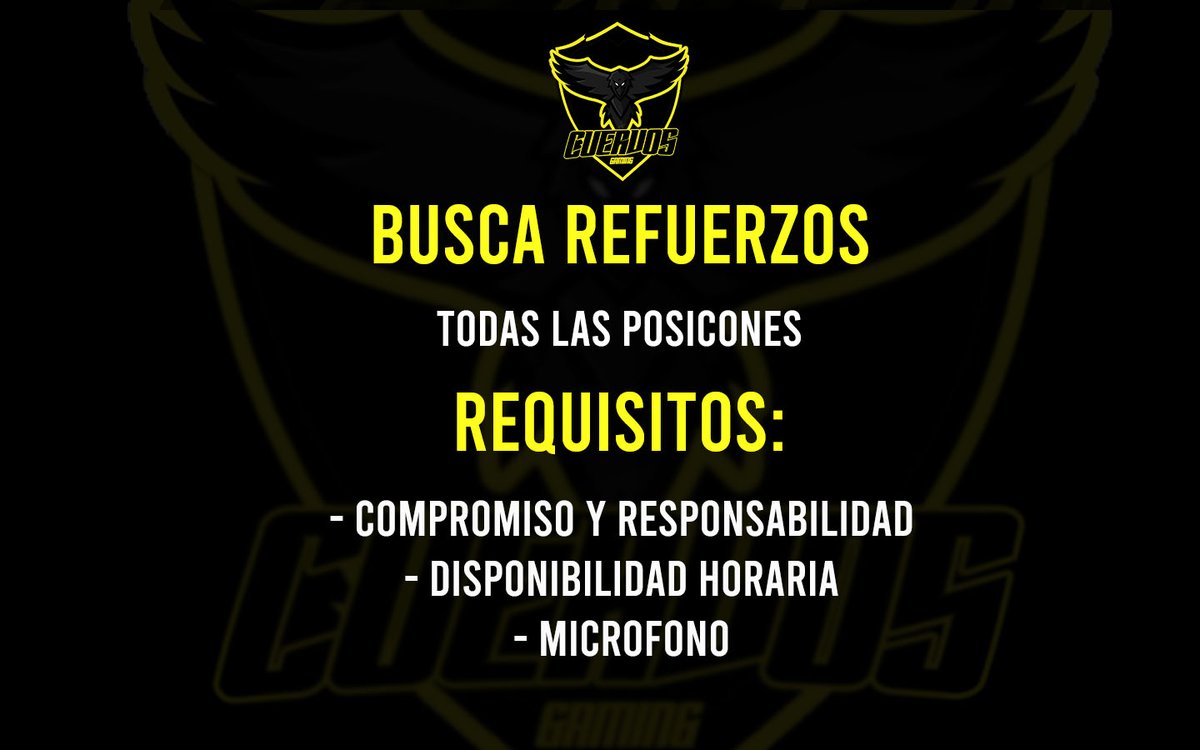 CuervosGaming's tweet image. Se buscan refuerzos de cara a la 3ra división. Priorizamos gente con experiencia en Div. 1, 2 y 3ra.

@IESAFIFAar @IESAFichajes

#PielDeCuervo