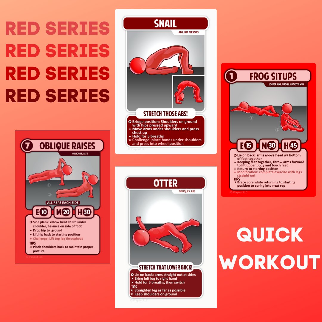 What's your go-to workout in a time crunch? #playout #red #abworkout #workout #fitness #physed #cardgames