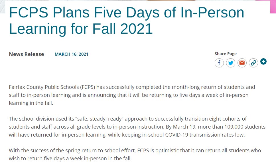  #PairedTexts #41. Fourth sentence.2. Linked article headline and date.3. The FCPS website today. 3. The FCPS website on March 16.