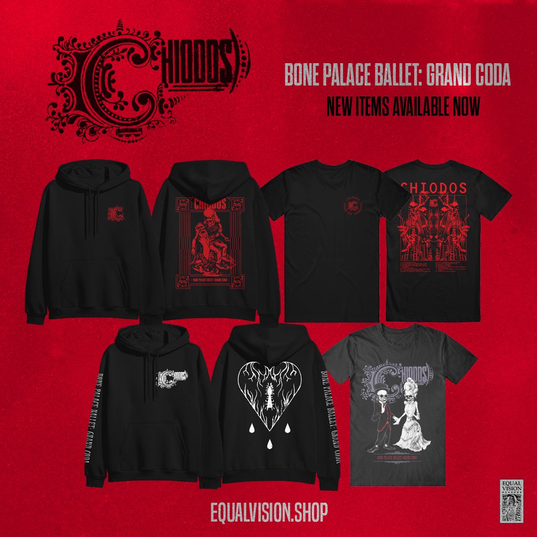 chiodos's tweet photo. BONE PALACE BALLET:GRAND CODA NEW MERCHANDISE AND VINYL VARIANTS NOW AVAILABLE. THESE WILL GO FAST! SHOP NOW @ https://t.co/HUsNSwsEzs https://t.co/G1GrkoEPPF