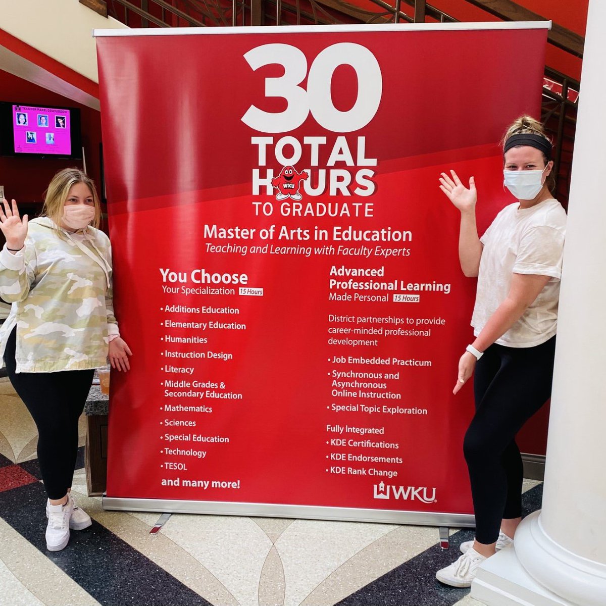 Did you know it takes only 30 total hours to earn your Master of Arts in Education at WKU??? Current Elementary Education majors, <a href="/taylor_franke/">Taylor Franke</a> and <a href="/katiiemann/">katie</a> couldn't believe all the options available! Apply TODAY! #ClimbWithUs <a href="/WKUCEBS/">WKU CEBS</a> <a href="/wku/">Western Kentucky University</a>