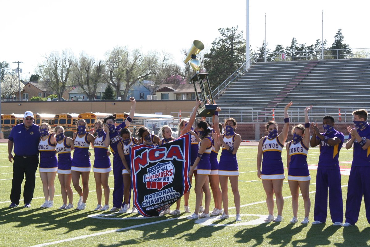 GoConqs's tweet photo. Some πΈ of Dr. Harold Nolte and AD Jake Ripple presenting our Conquistador cheer squad with their @NCAupdates National Championship and trophy at halftime of the football game this weekend!
#GoConqs // #HowWeConquer https://t.co/cqqmTbDSpk