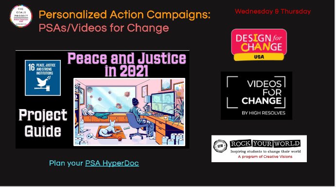 JuliaFliss's tweet photo. Building on our #BecomingUs reconnect work from last week in order to launch back into our #PersonalizedActionCampaign websites. 

Up next: Feature Articles &amp; PSAs via https://t.co/JCHYEz2Fyl. 🔥

#PowerofYouthVoice #Solutionary #EmpathyToImpact #TeachSDGs #GoalsProject2021 https://t.co/o6cqpLsGS3