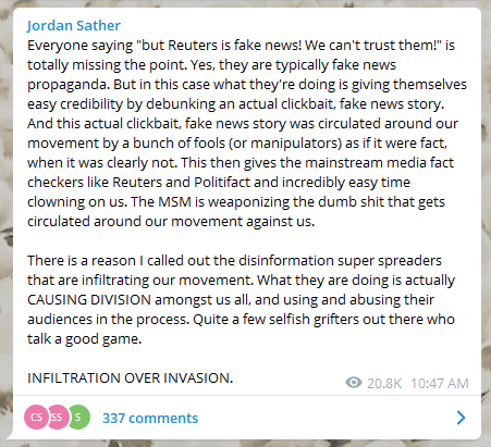 I should clarify, Jordan's not jumping ship.That's not what I meant by "those who want to keep the fiction going and those who don't."What I mean is that Jordan has spent weeks attacking Q promoters who are openly writing new fanfic bc he thinks it makes QAnon look stupid.