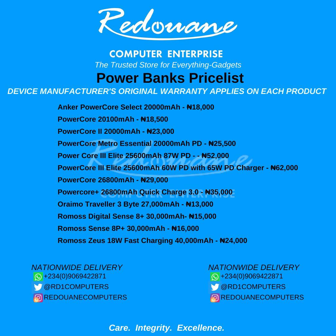 Power banks are designed to cut off power from your device once it is fully charged to prevent over-charging. Kindly check out our pricelist for our available Power Banks in the image below.