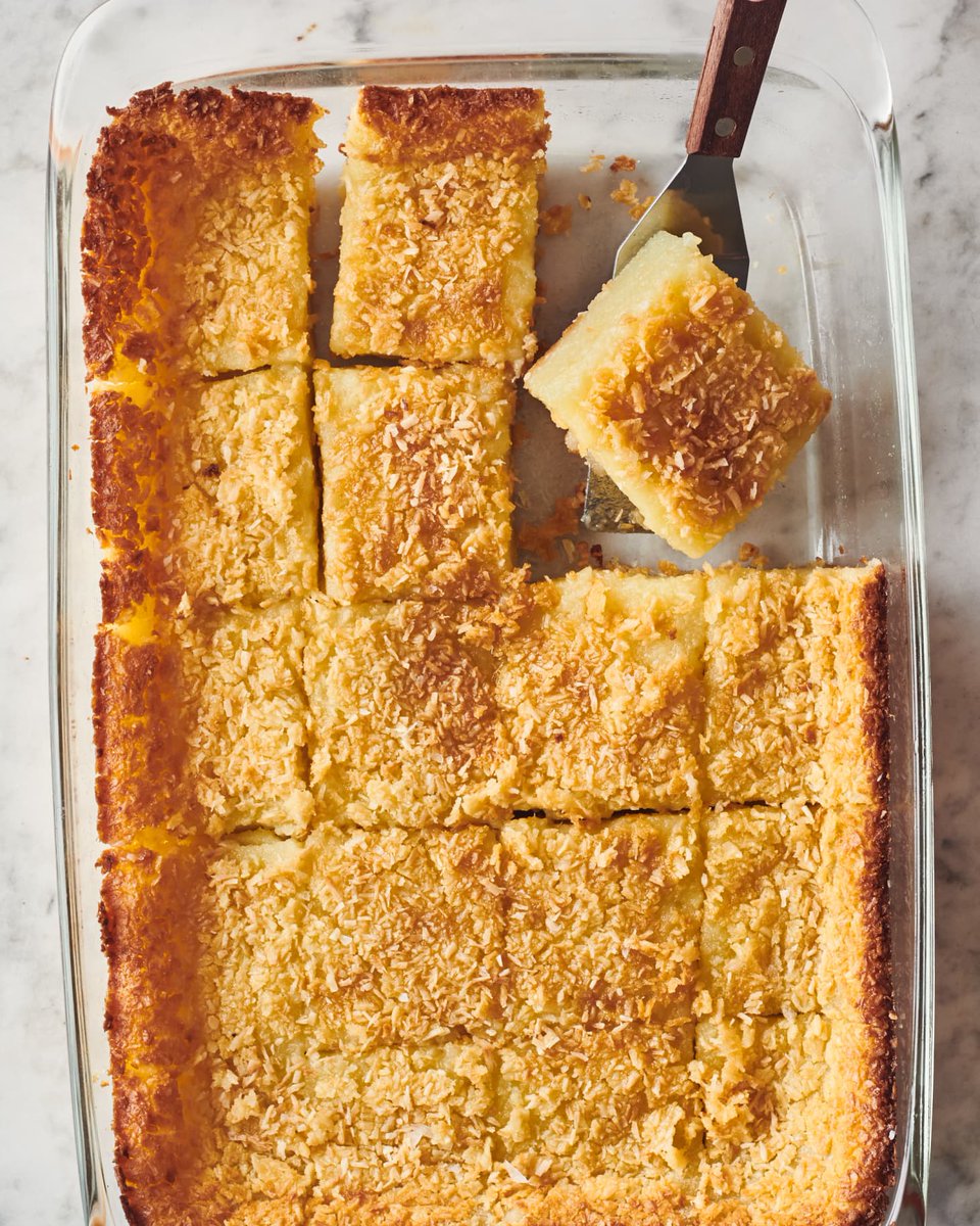 After years of tinkering, <a href="/FixFeastFlair/">Alana Kysar</a> finally created her perfect butter mochi recipe (the crust is MAGICAL). Get her recipe, which is adapted from her mom's go-to version: bit.ly/39YYuZQ