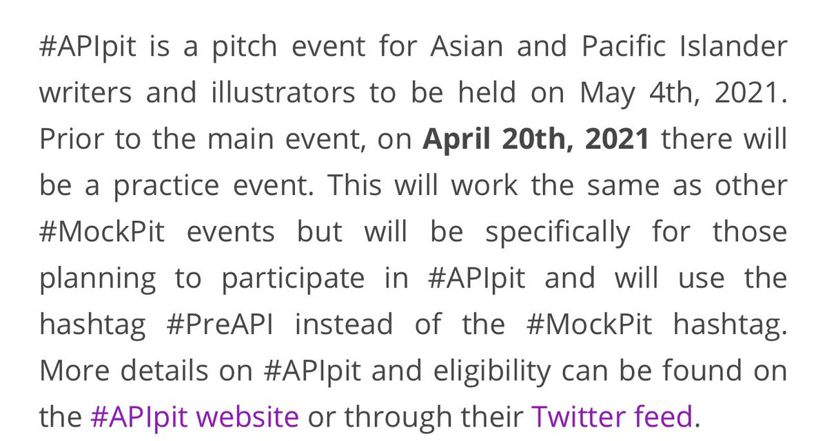 _APIpit's tweet image. For more information on what a practice pitch is, please read this tutorial. For the practice event, we will be using the #preAPI hashtag (April 20)

We hope you&apos;ll take advantage of this opportunity and practice your pitch before the actual event.

 kyramnelson.com/mockpit/