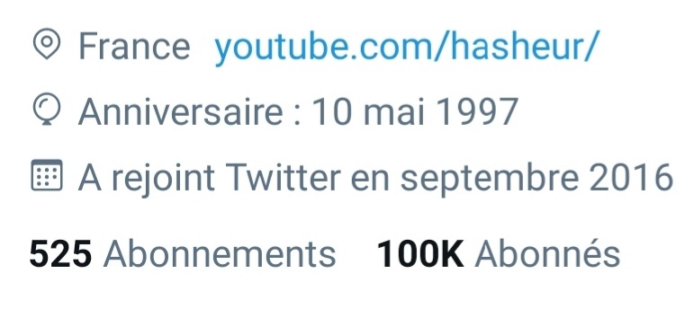 Vous êtes 100.000 à me suivre sur twitter merci à vous tous 😍🚀🚀😍😍