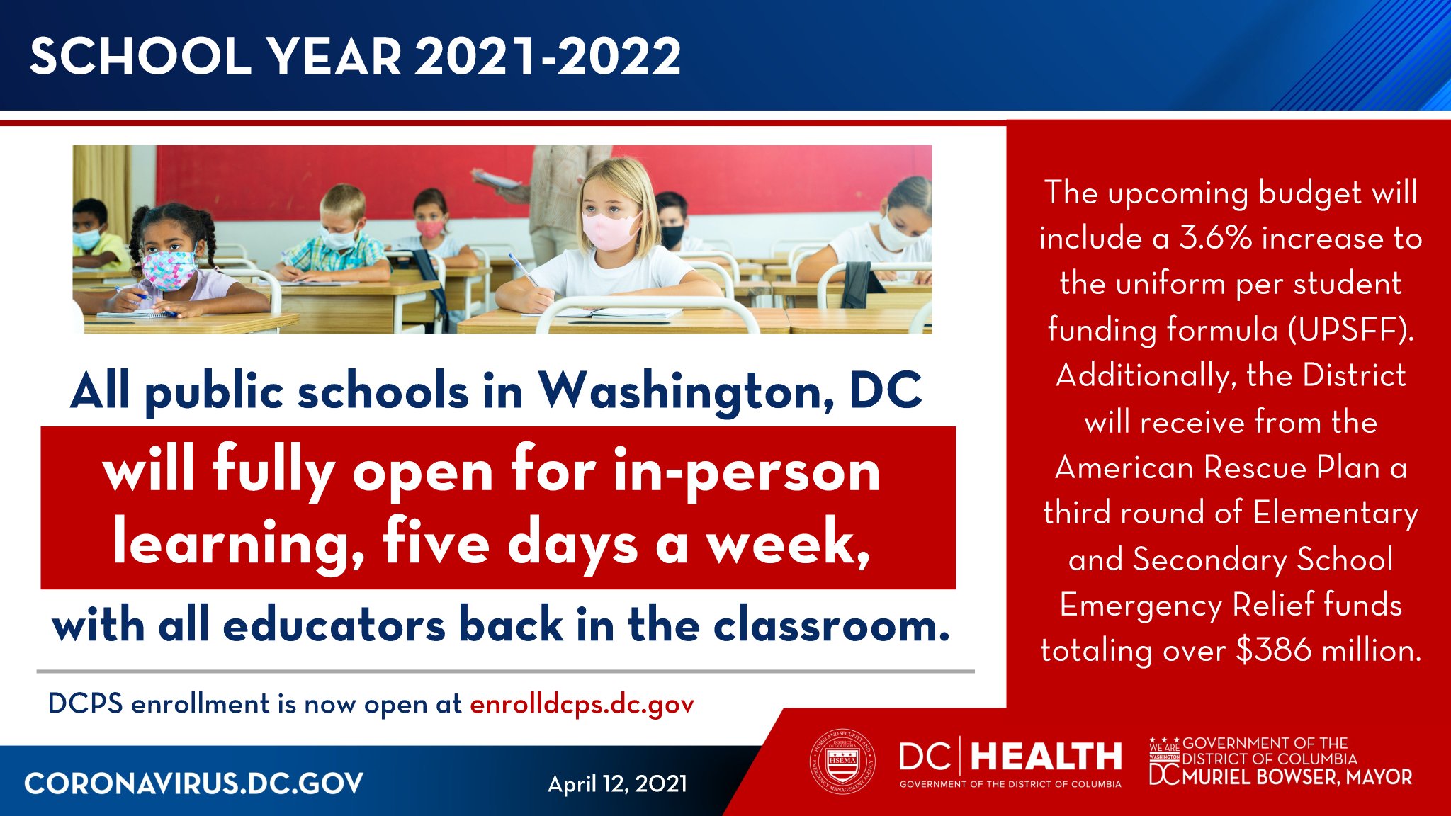 Mayor Muriel Bowser on Twitter "4/ DCPS enrollment is now open at