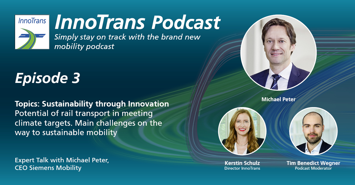 InnoTrans's tweet photo. Our new InnoTrans podcast episode with @SiemensMobility  CEO Michael Peter is now online everywhere. Enjoy. 
👉https://t.co/bozndnsBwP
#InnoTrans2022 https://t.co/24fVIKc2eR