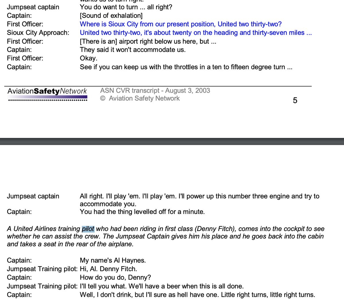 Something that really surprised me.  @allspaw  @jpaulreed, maybe you know the details?In this transcript, it appears that there was a Jumpseat Captain that was already handling the throttles, and gave up his spot for Captain Fitch. http://www.tailstrike.com/190789.pdf 