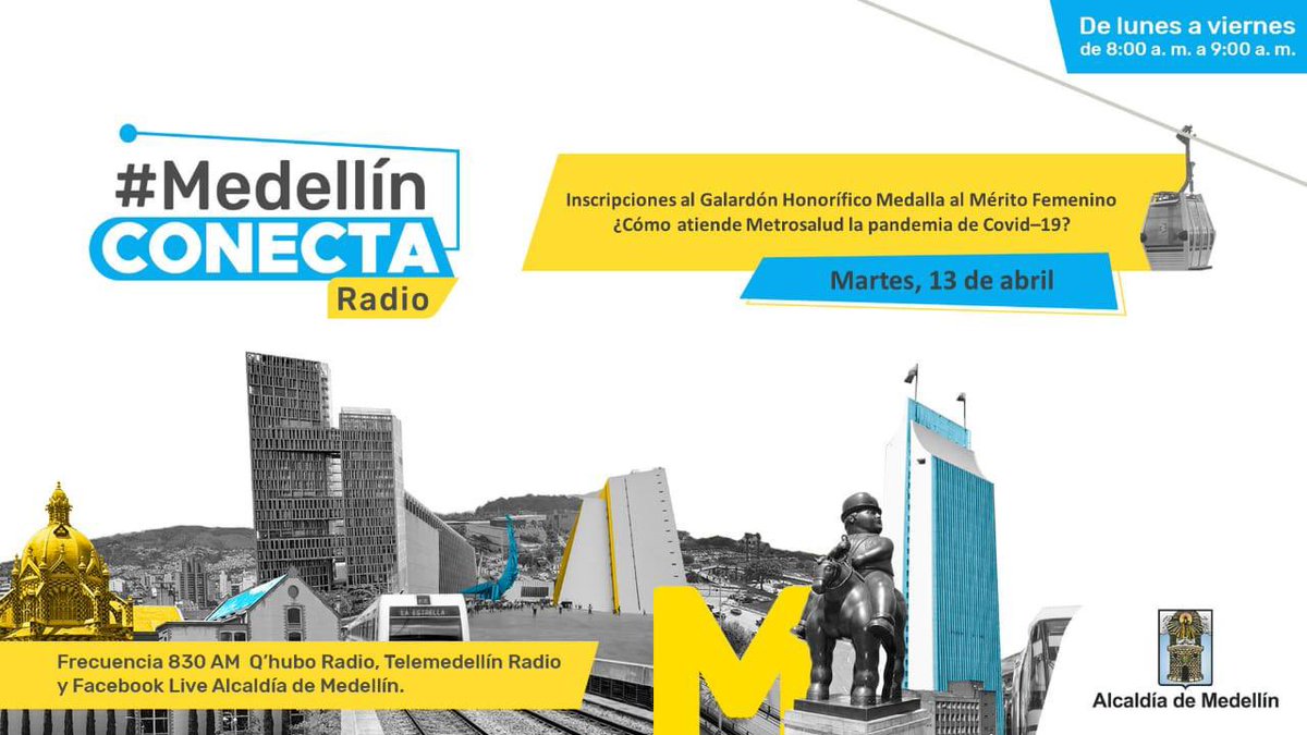 julymartilo's tweet photo. Quedan 4 días para postular a las mujeres de la ciudad al Galardón Honorífico Medalla al Mérito Femenino. Les invito a escuchar mañana a Medellín Conecta desde las 8:00 de la mañana. Les contaré cómo avanza este proceso. #ConLasMujeresAvanzamos https://t.co/Mz58M94pVc