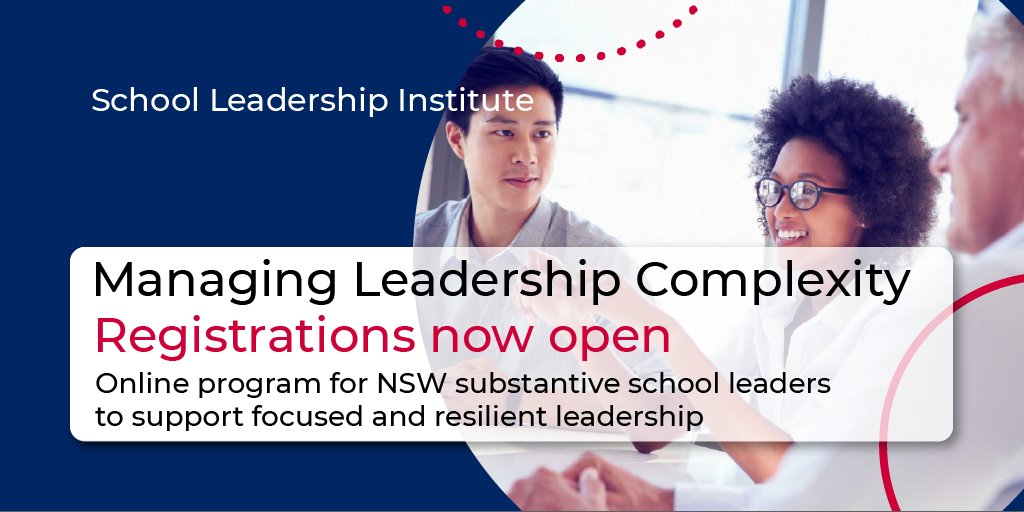 Applications are open for school leaders to take part in the Managing Leadership Complexity Program. It is aimed at helping participants develop their skills in managing leadership challenges, improve mental focus and refine communication skills. bit.ly/3lLGOpq