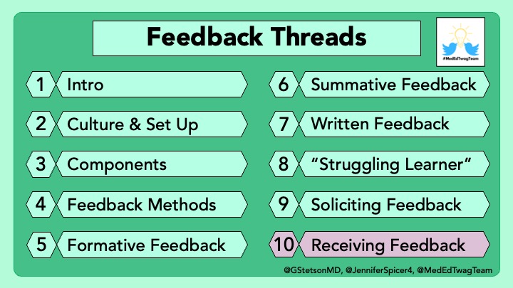2/ This is our last thread in our  #Feedback series (except for a recap next week), and we have saved the best for last.Many argue that receiving feedback is the MOST IMPORTANT skill.YOU are the key variable in whether feedback is internalized and applied, not your teachers.