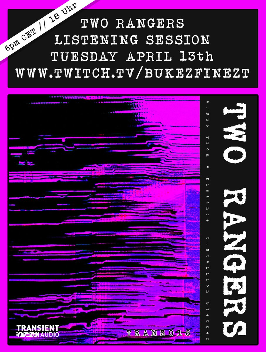 YOU WANNA HEAR SOME FRESH MUSIC?

On tomorrows stream i will play some exclusive forthcoming music and some other specials. Listening session for the forthcoming TWO RANGERS and BUKEZ FINEZT release!!! Come say hi and hang ;)

6pm CET!!!

twitch.tv/bukezfinezt
