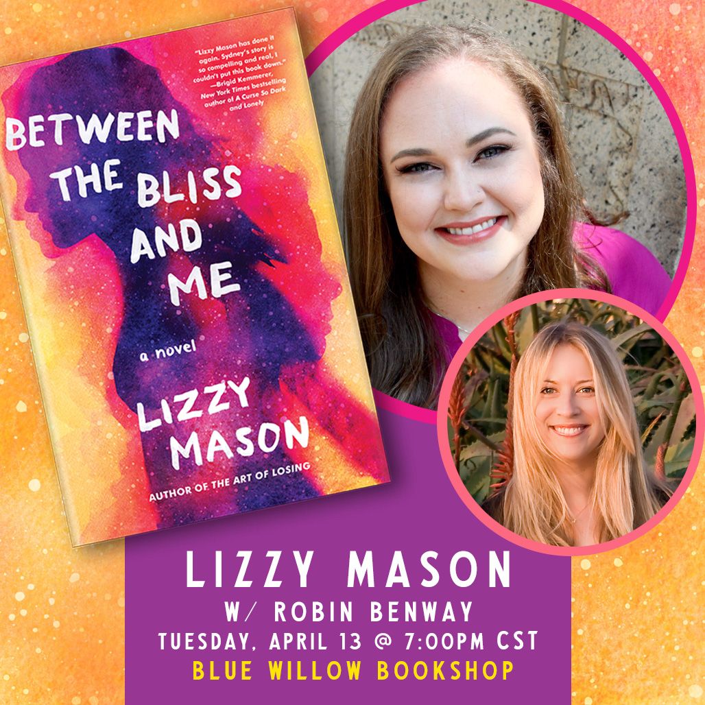 Tomorrow! We can't wait to host our friends <a href="/LizzyMason21/">Lizzy Mason</a> and <a href="/RobinBenway/">Robin Benway</a> for a virtual celebration of Lizzy's new novel, BETWEEN THE BLISS AND ME! 💕

Register now for this fun virtual event: bluewillowbookshop.com/event/lizzy-ma… <a href="/soho_teen/">Soho Teen</a>