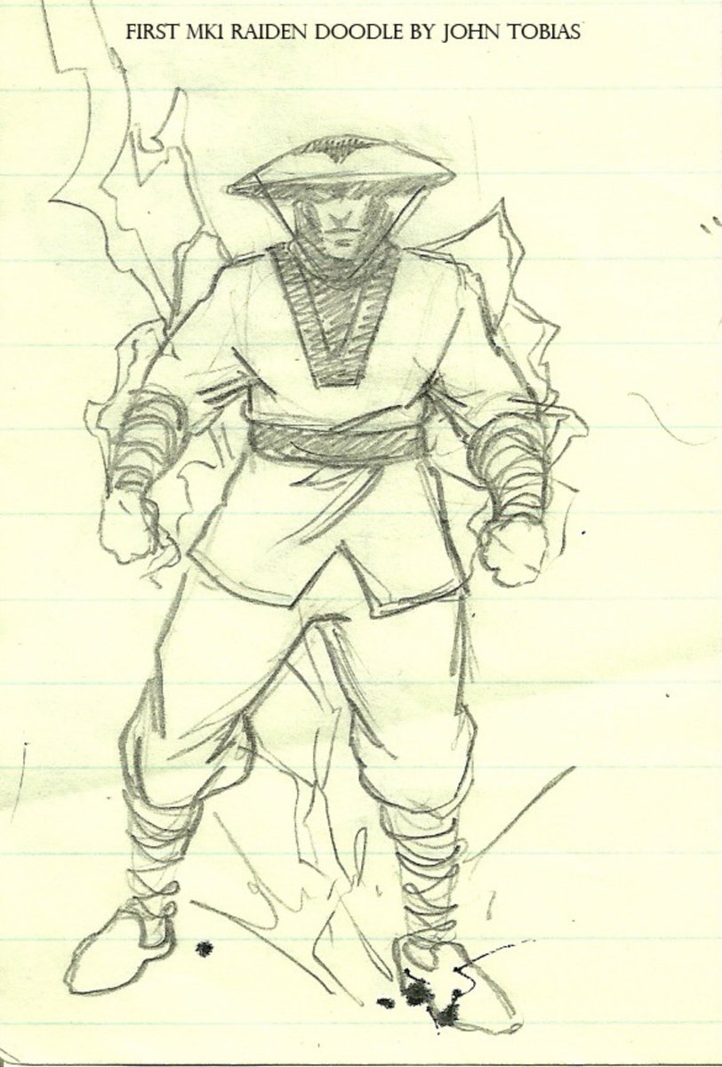 As I sketched and wrote stories and began to structure archetypes, I thought about Lightning from Big Trouble in Little China. I doodled a triangular hat on Raiden’s head in homage to BTLIC but also to help give him a distinctive silhouette compared to the other characters(7/13)