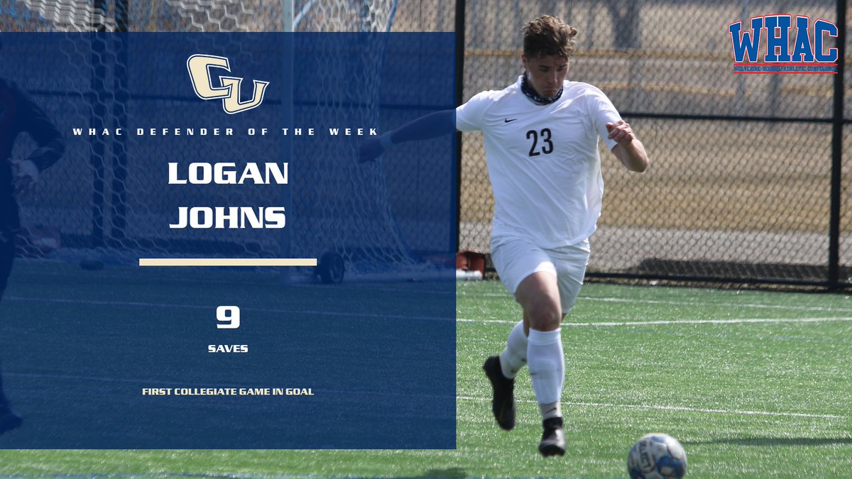 CUathletics's tweet image. MSOC | The historic week for Logan Johns continues as the @CornerstoneMSOC senior was named the @WHACAthletics Defender of the Week after emergency subbing in net for CU! 

#TogetherweSOAR
