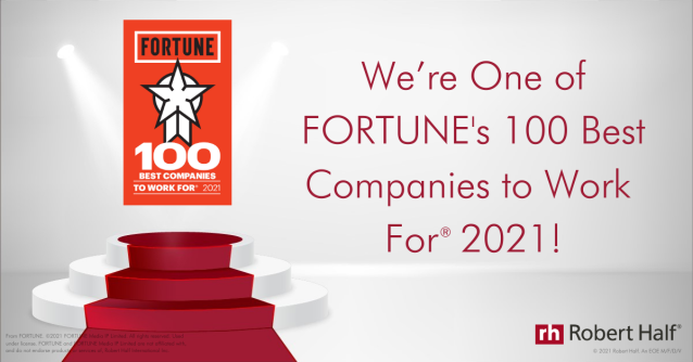 melissascr's tweet photo. Excited to announce that @roberthalf and @protiviti were recognized as 2021 “100 Best Companies to Work For®” in the U.S. by @GPTW_US in partnership with @FortuneMagazine! #100BestCos #GPTWcertified https://t.co/BWbb77kgNq https://t.co/lQy0dL5QrU