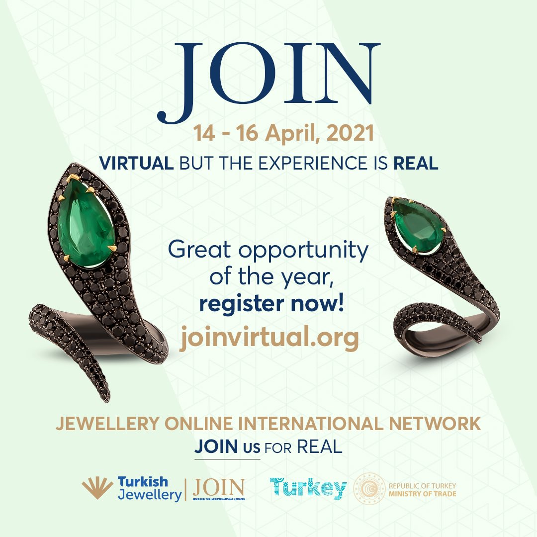 JOutlook's tweet photo. Get ready for the 2nd edition of the international B2B virtual experience JOIN (Jewellery Online International Network), taking place from April 14-16. @JTR_Birlik #joinusforreal #jewellery Register:
https://t.co/p9nFbCCB12 https://t.co/JDHTYRPJfJ