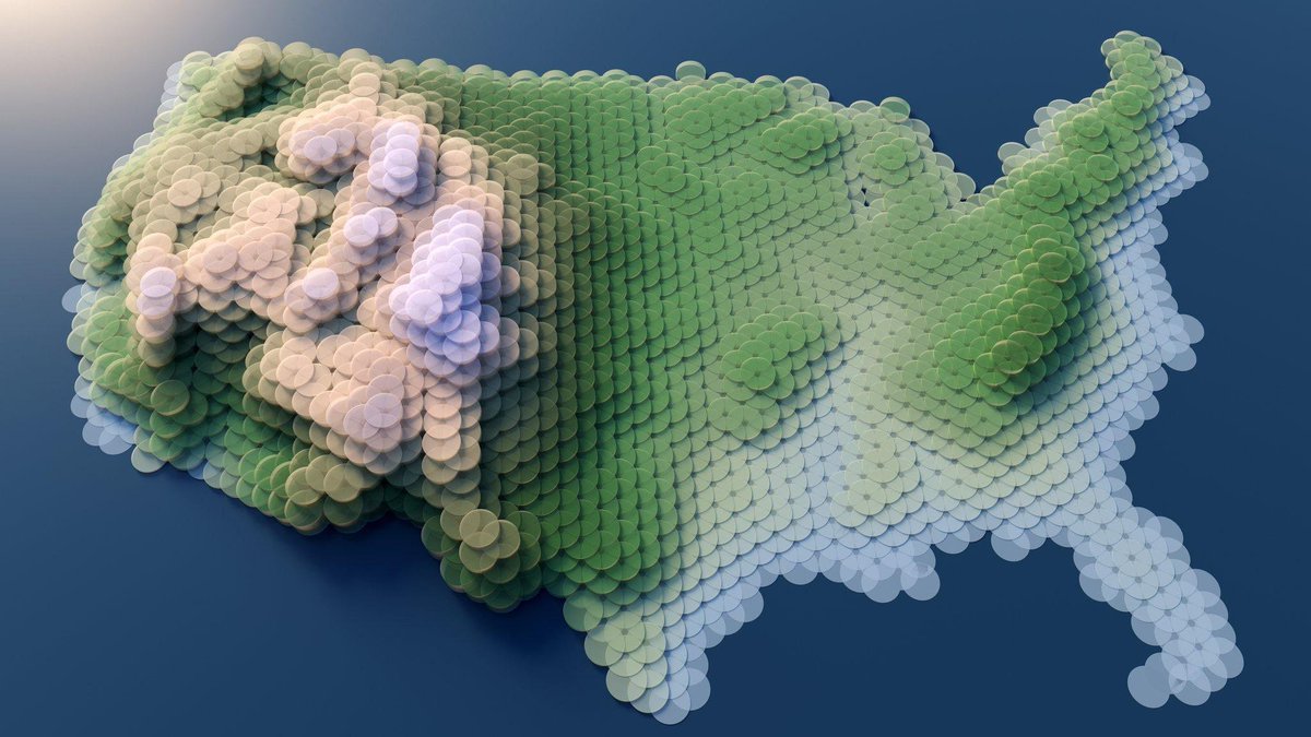 randal_olson's tweet image. Ohhh - another aesthetically pleasing way to visualize elevation in the USA: overlapping circles. #dataviz

Source: reddit.com/r/dataisbeauti…
