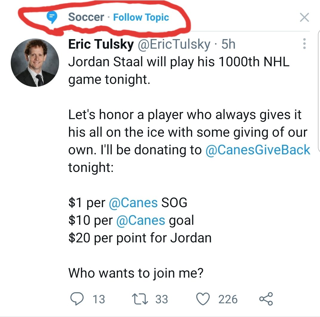 PiccRick's tweet photo. @EricTulsky @CanesGiveBack @Canes Love this idea. Just thought it was funny that Twitter recommended this post to me because of the topic 'soccer'??? https://t.co/T7rQNQ4EoY