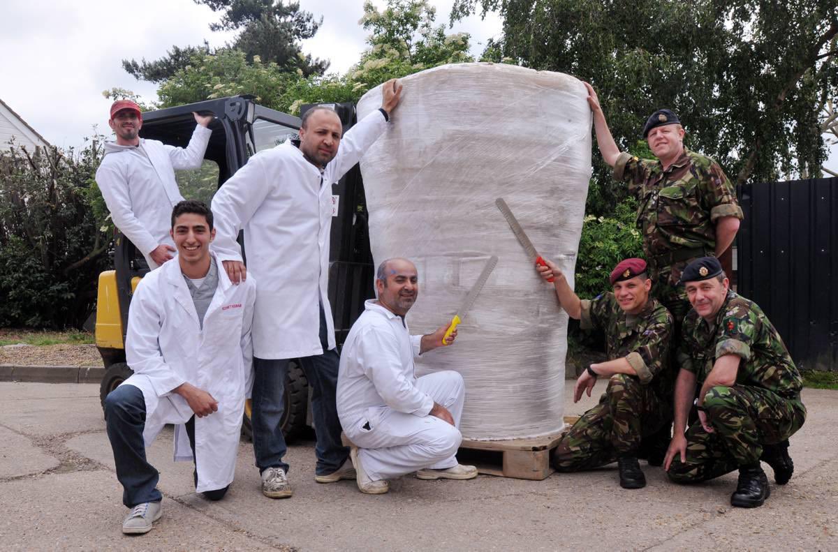 britshishuk's tweet photo. Produced in 2011 by a team of 42 people at @KismetKebabs this gorgeous giant doner meat spit was the largest in the world at that time at 6 ft 3 inches tall, before it was donated to the @BritishArmy Colchester Regiment. https://t.co/eFcAj3QQhv
