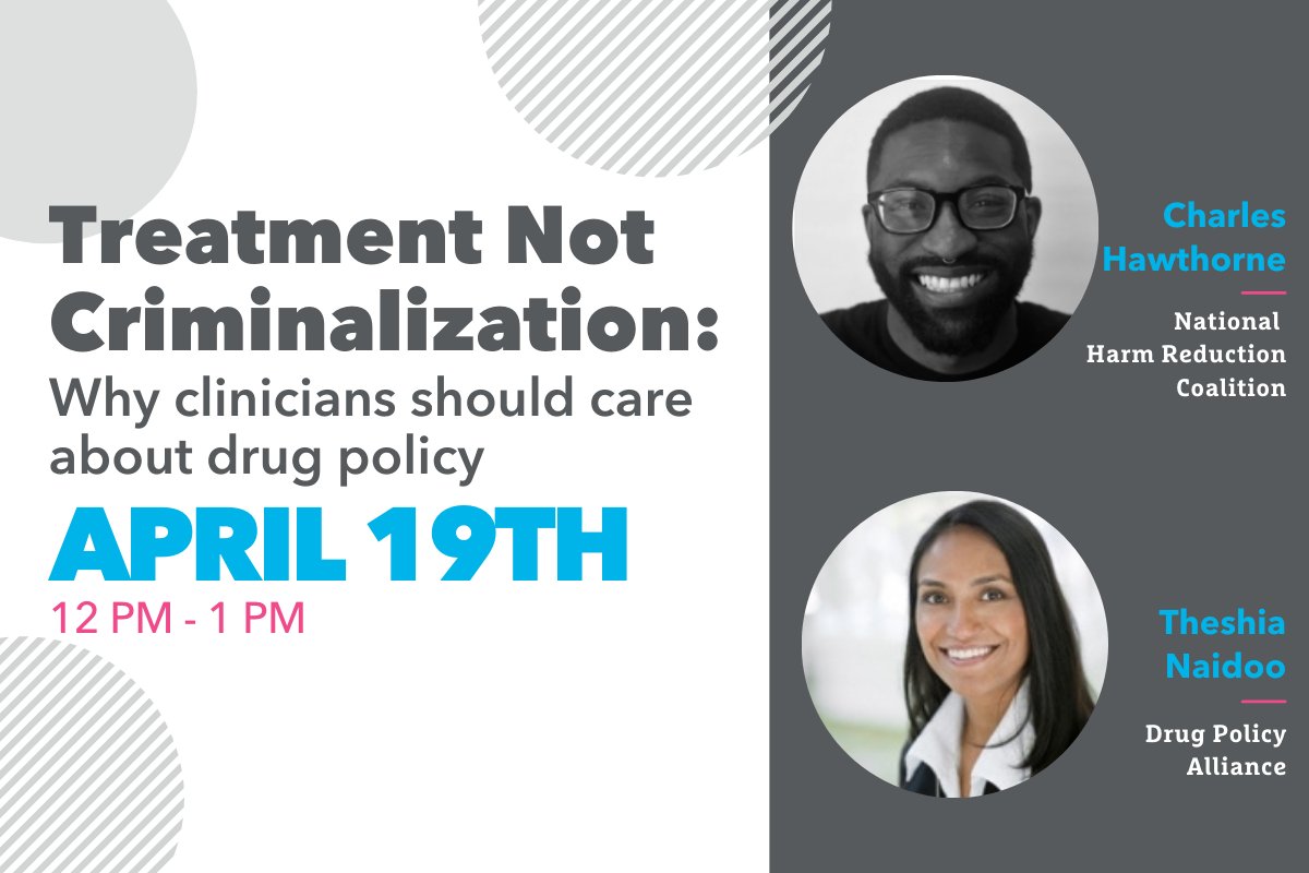 Bridge (@bridgetotx) on Twitter photo Treatment Not Criminalization: Why clinicians should care about drug policy. Join us as speakers from the <a href="/HarmReduction/">National Harm Reduction Coalition</a> and <a href="/DrugPolicyOrg/">Drug Policy Alliance</a> provide information and guidance on how each of us plays a role in policies on drugs and drug treatment.
Register: edbridge.zoom.us/webinar/regist… Treatment Not Criminalization: Why clinicians should care about drug policy. Join us as speakers from the <a href="/HarmReduction/">National Harm Reduction Coalition</a> and <a href="/DrugPolicyOrg/">Drug Policy Alliance</a> provide information and guidance on how each of us plays a role in policies on drugs and drug treatment.
Register: edbridge.zoom.us/webinar/regist…