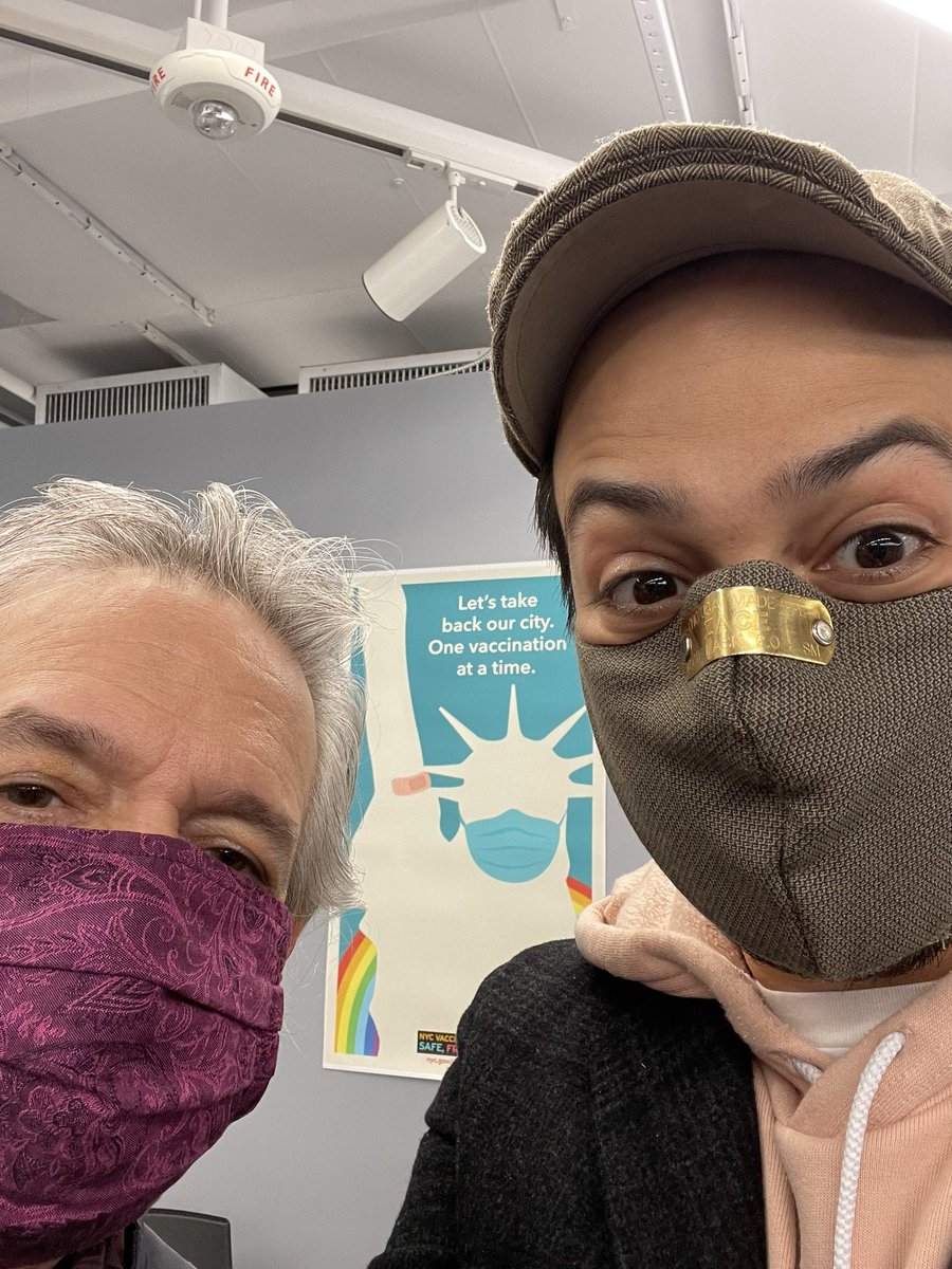Lin got his COVID vaccine today at Broadway’s new vaccination facility for all Broadway & stage workers! His dad Luis already got his a few weeks ago  Credit:  @Vegalteno