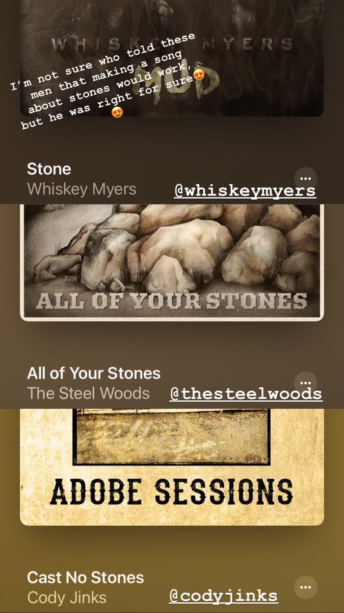 CearraMarie96's tweet photo. Make a song that has to do with stone/stones and it WILL be a banger. @CodyJinksMusic @whiskeymyers @thesteelwoods 😍😍 https://t.co/uxbWx9WGNp