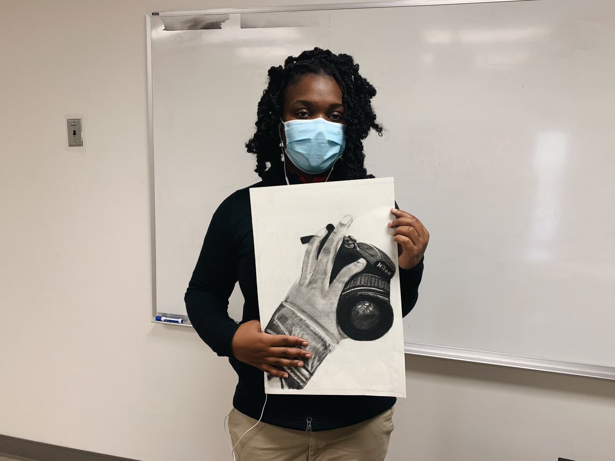 educateBHAM's tweet photo. Don’t be surprised if you see Cornerstone student art in a museum one day. How awesome are these drawings from our high school art class?! They created realistic hand drawings of their hand holding an object that represents one of our five character pillars. https://t.co/o4R88lhqEf