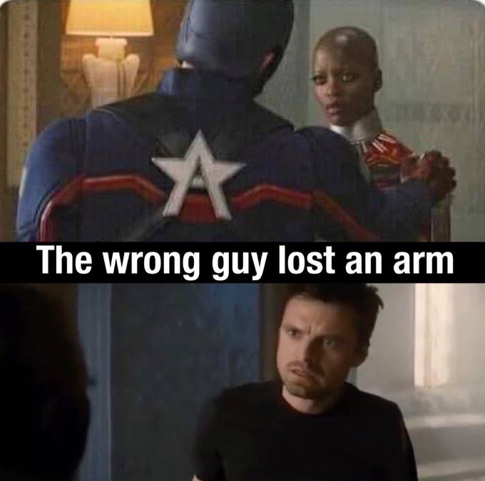 Couldn& #39;t fit this in before:The Dora Milaje were justified to do the tickle turn-off move with Bucky. Just sucks that after 80 years of being controlled by others, he still isn& #39;t fully in control of his body. Combine that with his betrayal of their trust, that& #39;s what& #39;s sad.