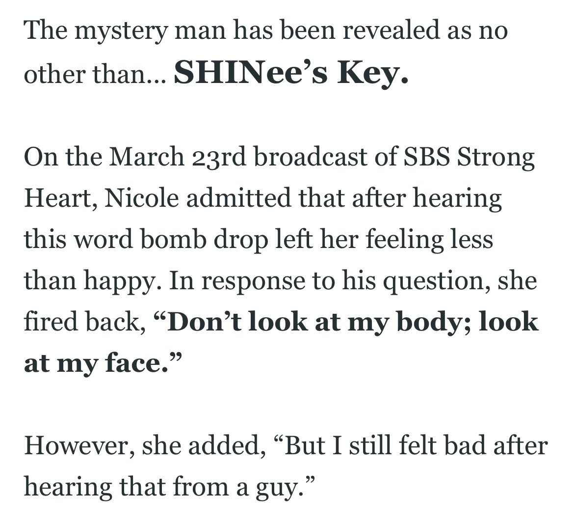 Key body-shamed Nicole from Kara and it hurt her feelings which pushed her to lose weight.