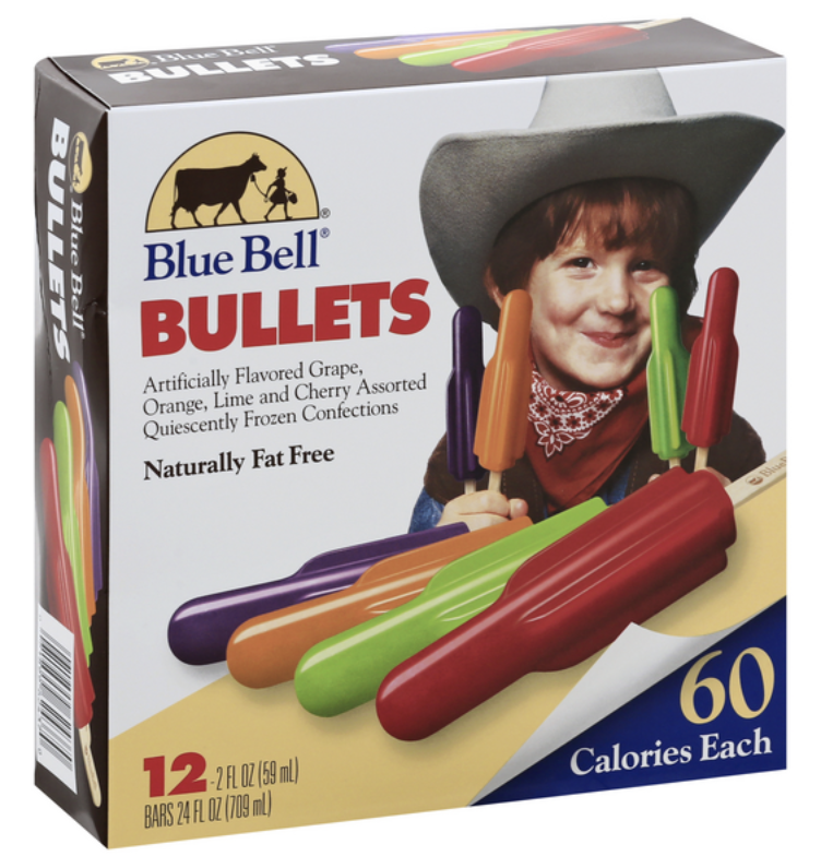 kcon1654's tweet photo. Hey @ILoveBlueBell!  Maybe on a day where there is yet another school shooting, you should ask yourselves how necessary it is for you to market "bullet" popsicles to kids.  Disco it, put the revenues towards mental health services for kids. Quit glorifying this stuff. #dobetter https://t.co/IjBAWuDgWn