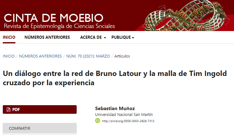 cintamoebio's tweet photo. Un diálogo entre la red de Bruno Latour y la malla de Tim Ingold cruzado por la experiencia
Sebastian Muñoz
Universidad Nacional San Martín
https://t.co/TKnWcIHBlB https://t.co/4EuT2FR5eh