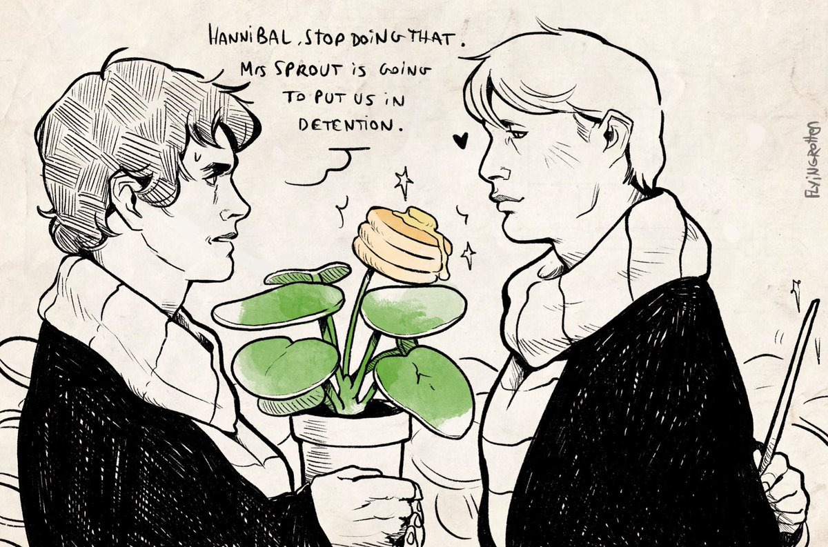 The AU where Will and Hannibal are students in Hogwarts imaright 