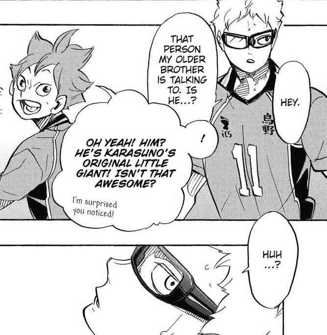no, the little giant is merely an unattainable figure; one that dictates and narrates haikyuu in its ability to encourage and discourage the seekers. that's why we see both hinata and tsukishima have such a visceral reaction when they see udai before the kamomedai match
