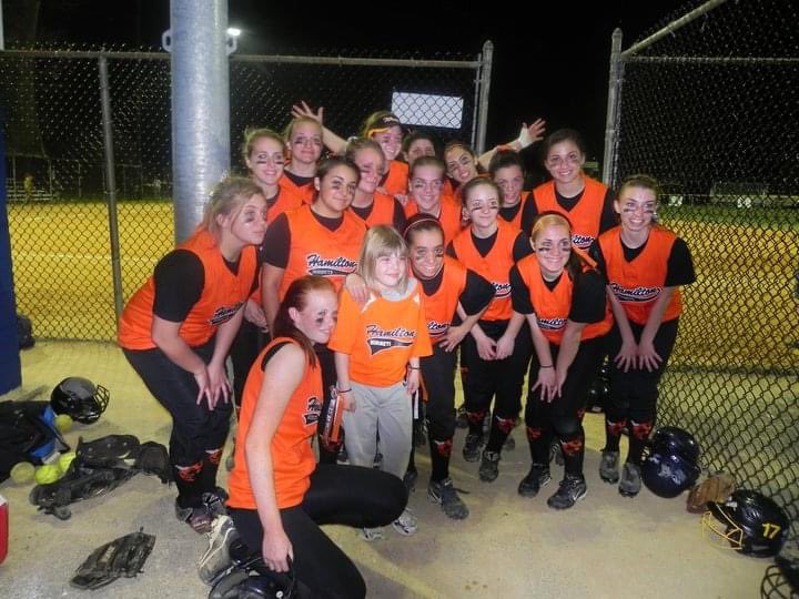 Lizzie as bat girl for Hamilton West, now she starts her Senior year and then heads off to Misericordia to play in college. Boy is time flying.