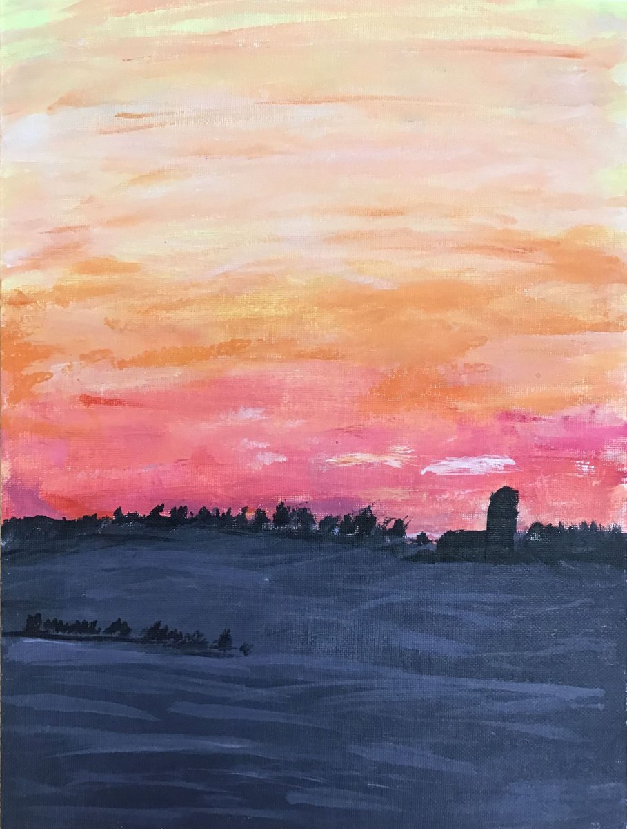 Middle school students at <a href="/goodhueschool/">Goodhue School</a> landscape paintings from last quarter! Most students said this was their favorite project from 3rd quarter! Below is work from Riley, Kabre, Deeana, and Michael.🤩🤩#goodhueschool #middleschoolart