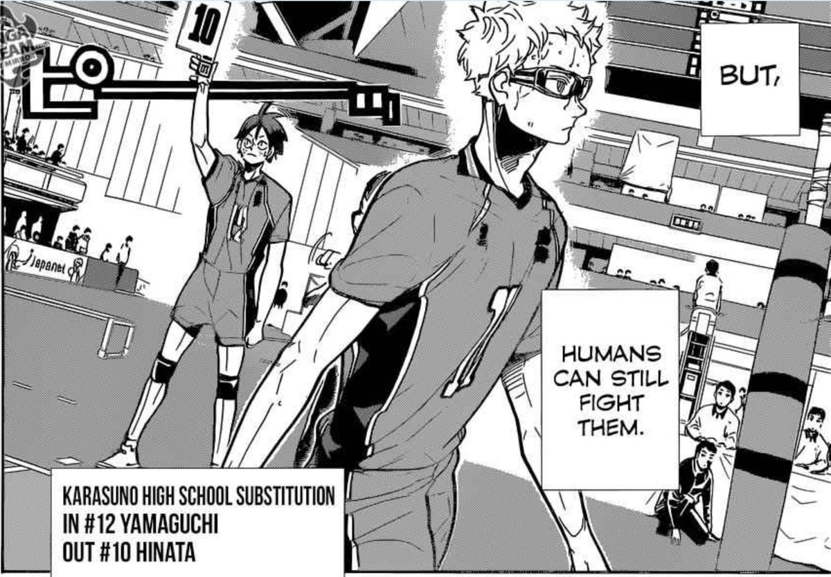 now, udai is not to blame for tsukishima's lack of interest in volleyball; that is akiteru's fault after all, even if he has made up for it all these years later. but at the end of the day, tsukishima had the potential to become a monster, but the little giant made him human.