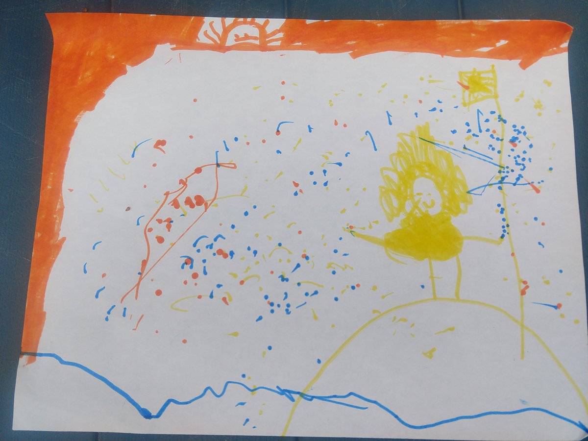 CabinetofCurios's tweet photo. "Mrs. E! This is you having a confetti party!" #EarlyLearning #IThinkWeAllCouldUseAConfettiParty #KidArt #LikeLookingInAMirror https://t.co/iwaRnZEiqk